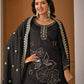Black Beadwork Sharara Set