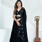 Black Blooming Ruffle Tiered Lehenga Set