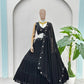Black Blooming Ruffle Tiered Lehenga Set
