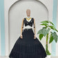 Black Blooming Ruffle Tiered Lehenga Set
