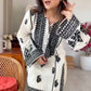 Black Chain Stitch work with White Kurta Set