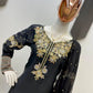 Black Crape Silk Embroidered Suit Set with Palazzo & Georgette Dupatta