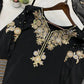 Black Crape Silk Embroidered Suit Set with Palazzo & Georgette Dupatta