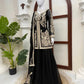 Black Cross Stitch Kurti Palazzo Set