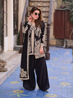 Black Cross Stitch Kurti Palazzo Set