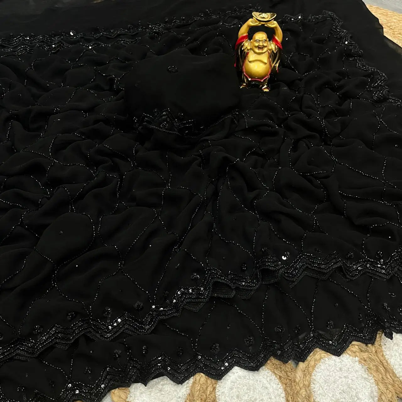 Black Elegance Handwork Party Wear Saree