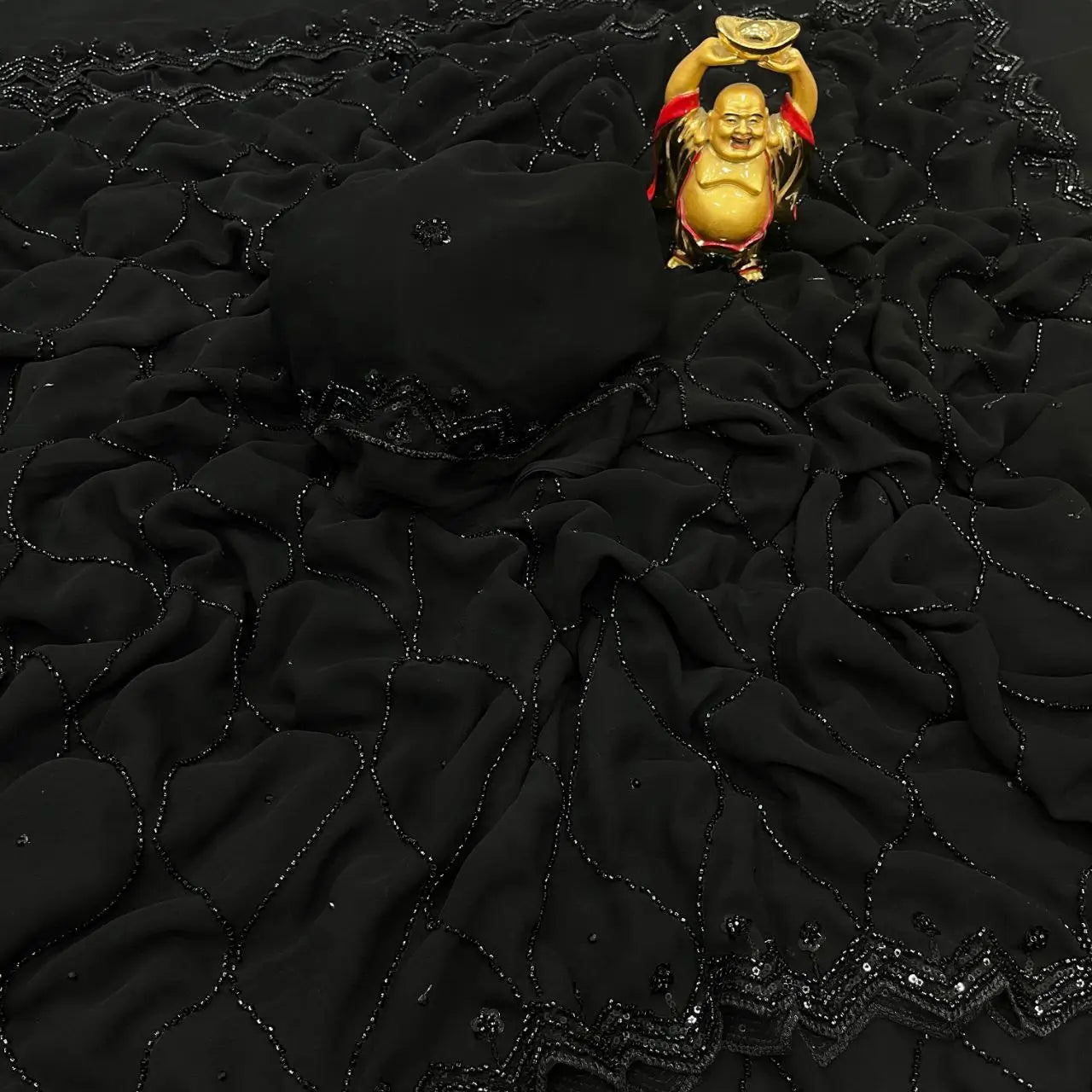 Black Elegance Handwork Party Wear Saree