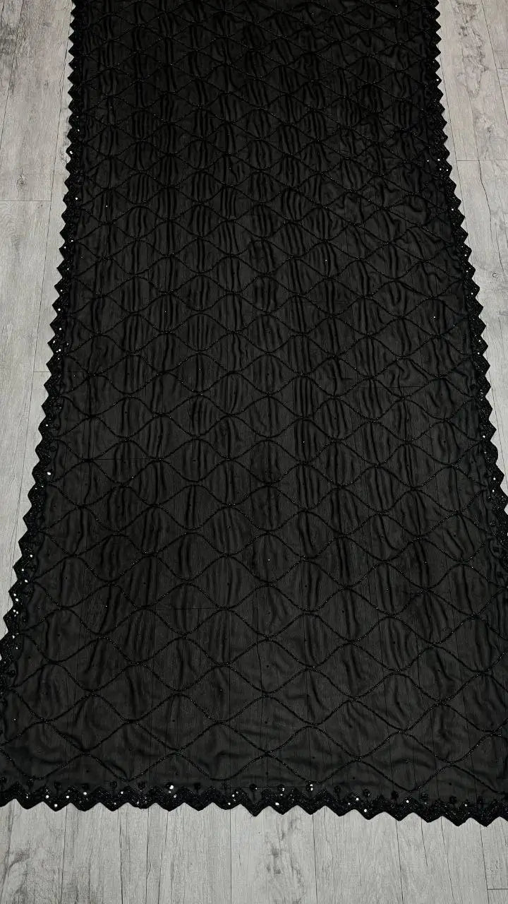Black Elegance Handwork Party Wear Saree