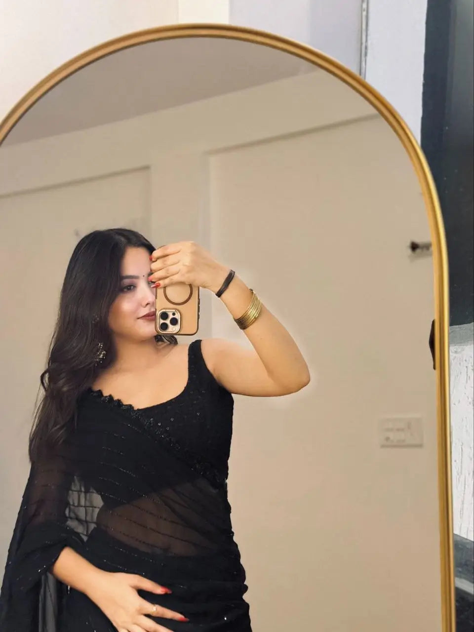 Black Elegance Handwork Party Wear Saree