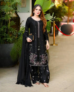 Black Embroidered Kurta Farshi Pant Set