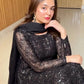 Black Faux Blooming Sequined Anarkali Suit with Dupatta
