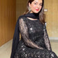 Black Faux Blooming Sequined Anarkali Suit with Dupatta