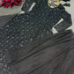 Black Faux Blooming Sequined Anarkali Suit with Dupatta