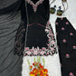 Black Floral Embroidered Kurti Set
