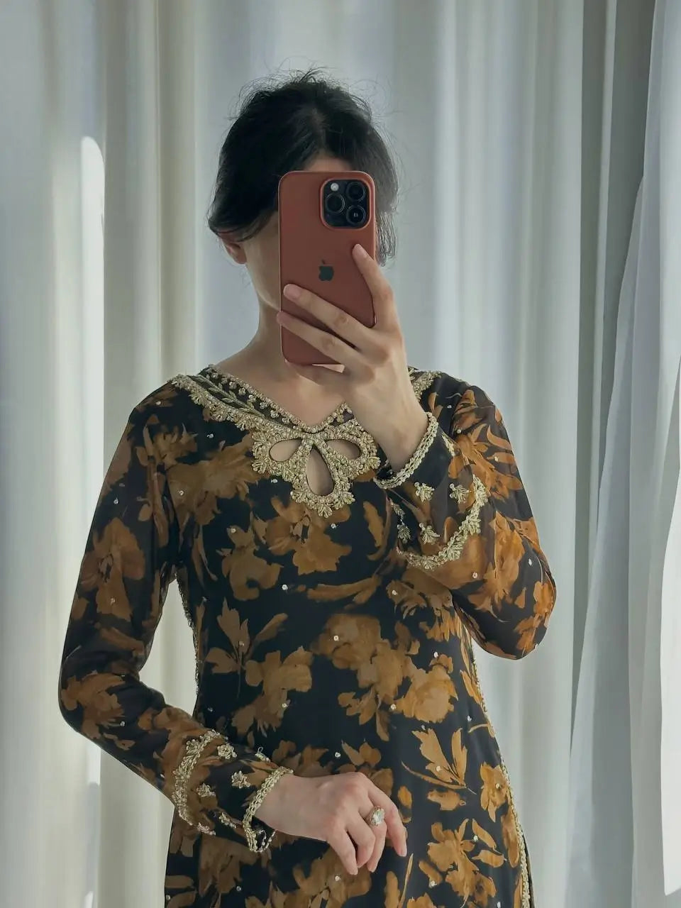 Black Floral Sequin Sharara Set