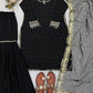 Black Georgette Kurta Palazzo Set with Pearls