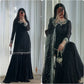 Black Georgette Kurta Palazzo Set with Pearls