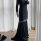 Black Georgette Kurta Palazzo Set with Pearls