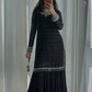 Black Georgette Kurta Palazzo Set with Pearls