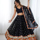 Black Georgette Mirror Work Lehenga Set with Dupatta