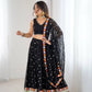 Black Georgette Mirror Work Lehenga Set with Dupatta