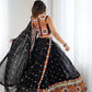 Black Georgette Mirror Work Lehenga Set with Dupatta