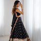 Black Georgette Mirror Work Lehenga Set with Dupatta