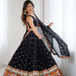 Black Georgette Mirror Work Lehenga Set with Dupatta