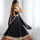 Black Georgette Mirror Work Lehenga Set with Dupatta