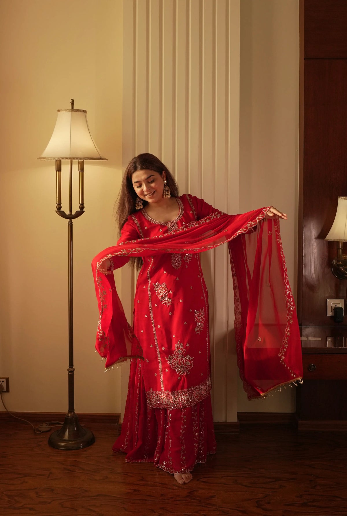 Black Gold Embroidery Gharara Set with Dupatta