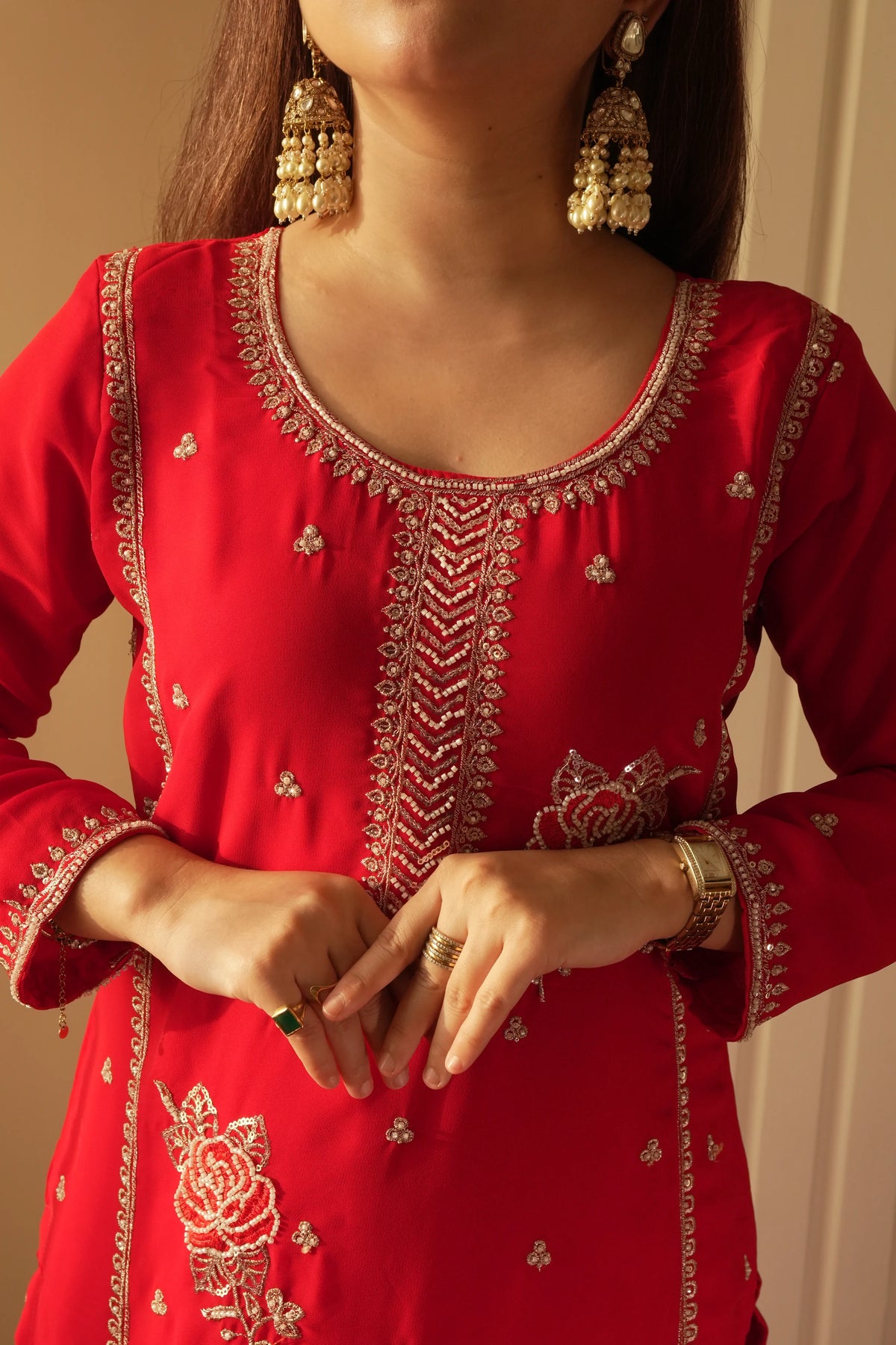 Black Gold Embroidery Gharara Set with Dupatta