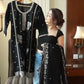Black Gold Embroidery Gharara Set with Dupatta