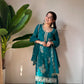 Black Gold Embroidery Gharara Set with Dupatta