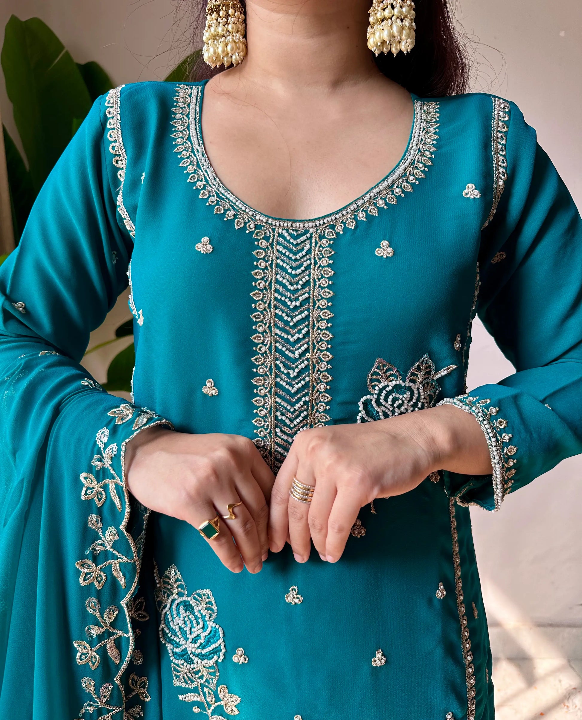 Black Gold Embroidery Gharara Set with Dupatta