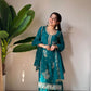 Black Gold Embroidery Gharara Set with Dupatta