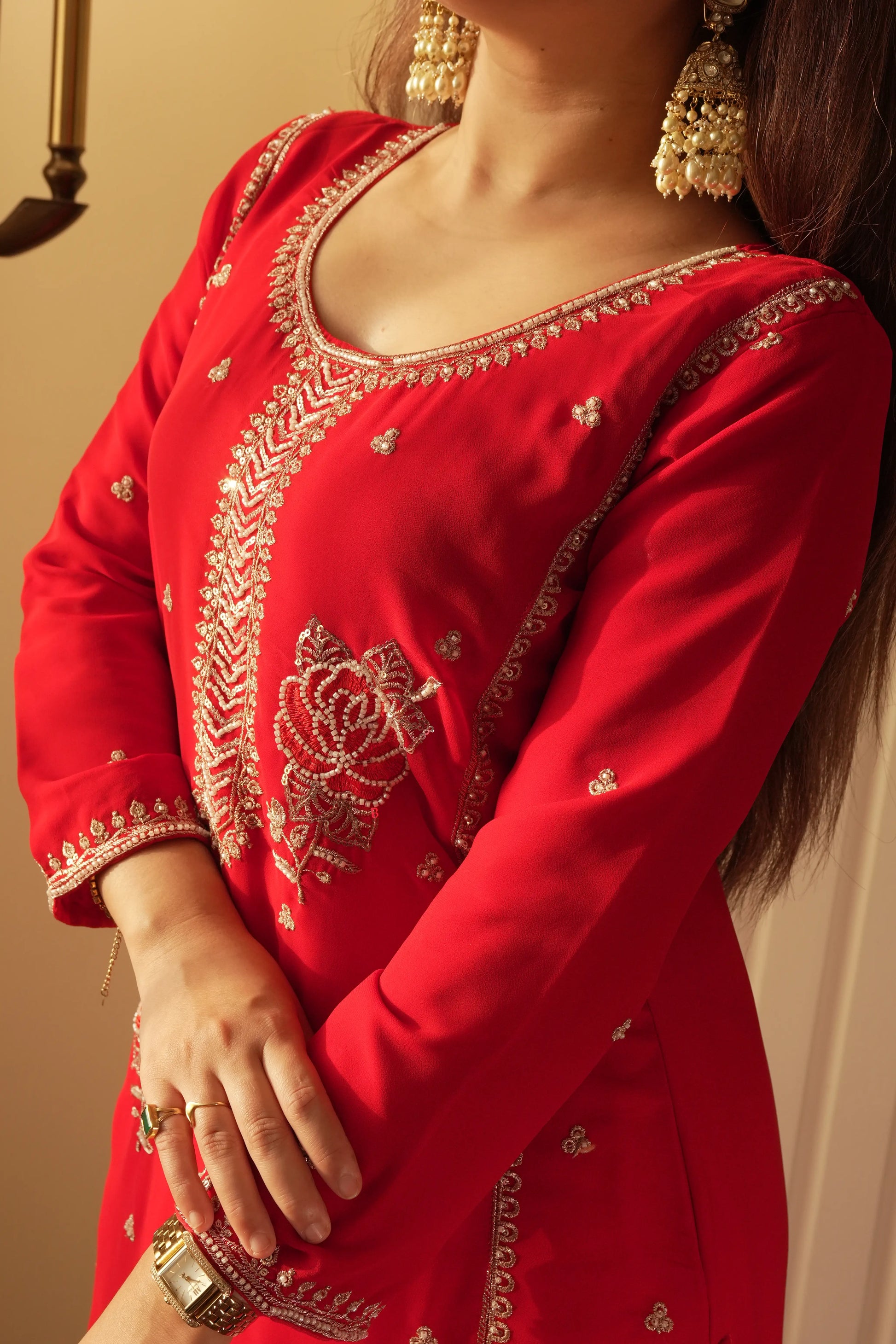 Black Gold Embroidery Gharara Set with Dupatta