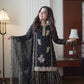 Black Gold Embroidery Gharara Set with Dupatta