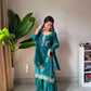 Black Gold Embroidery Gharara Set with Dupatta