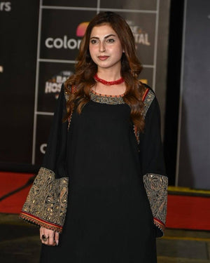Black Kashmiri Thread Tunic Set