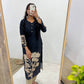 Black Muslin Floral Print Kurti Set with Dupatta