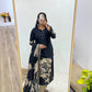 Black Muslin Floral Print Kurti Set with Dupatta
