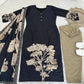 Black Muslin Floral Print Kurti Set with Dupatta