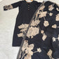 Black Muslin Floral Print Kurti Set with Dupatta