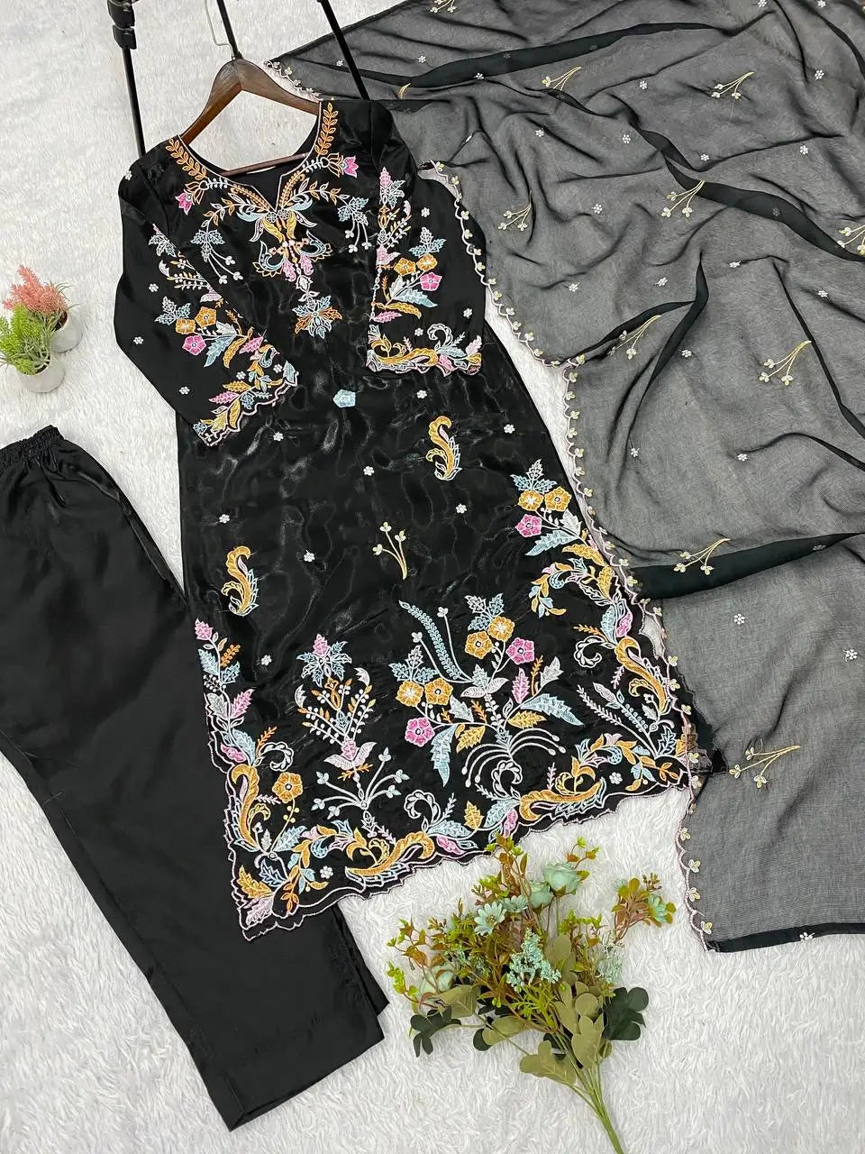 Black Pastel Floral Suit