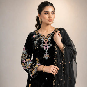 Black Pastel Floral Suit