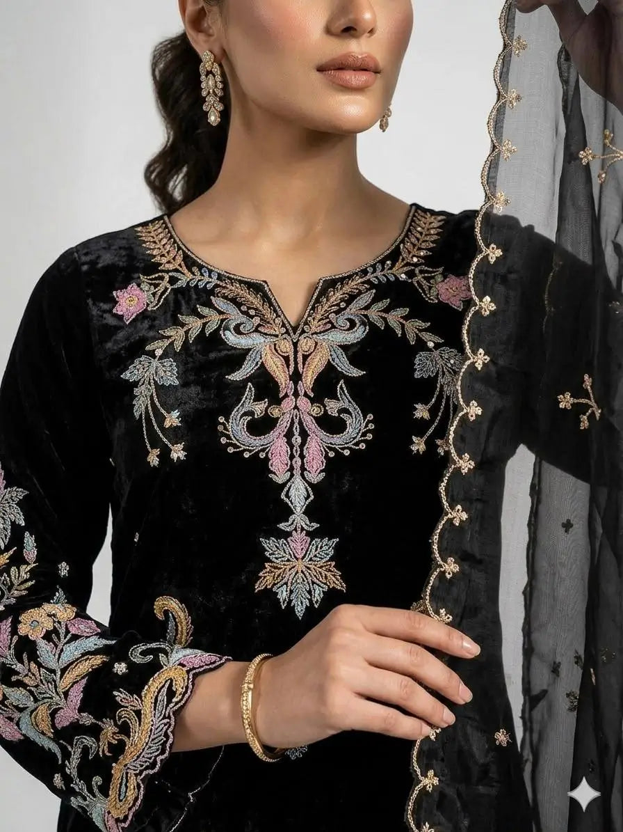 Black Pastel Floral Suit