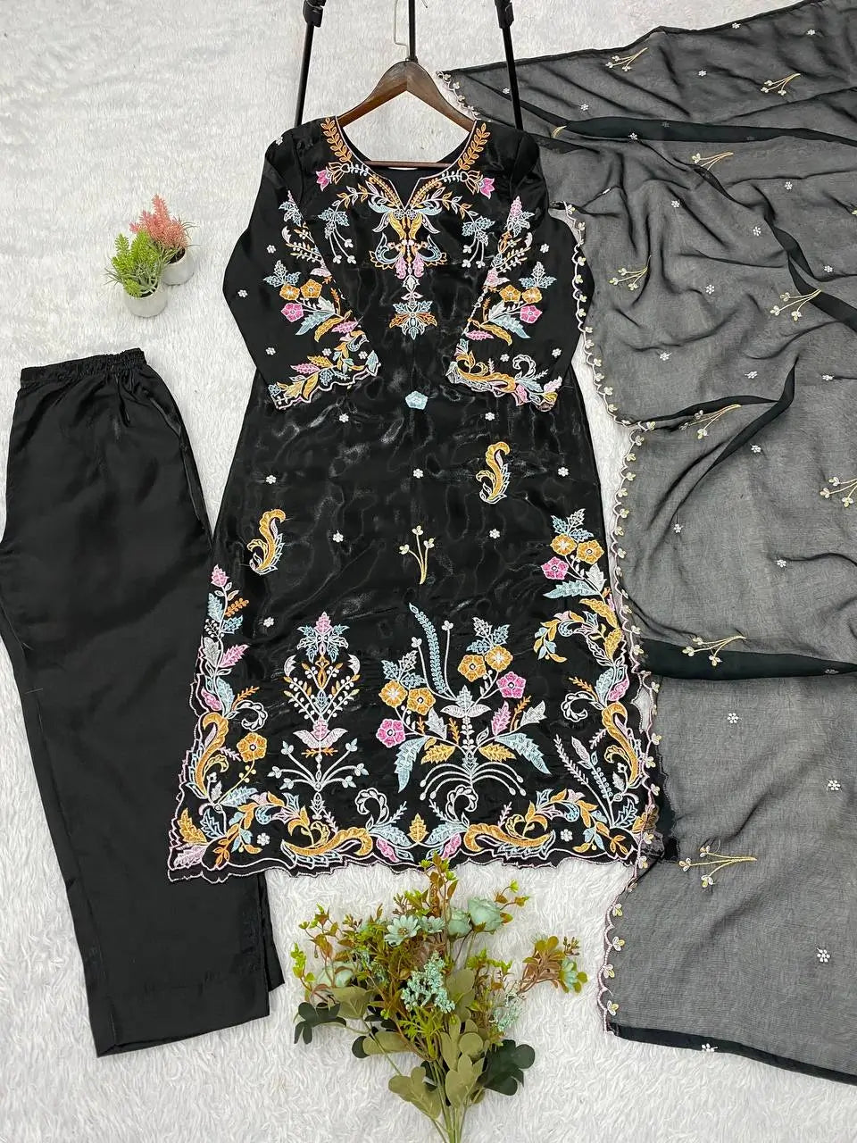 Black Pastel Floral Suit