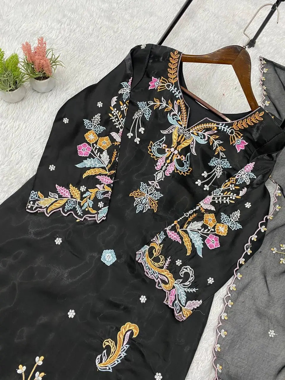 Black Pastel Floral Suit