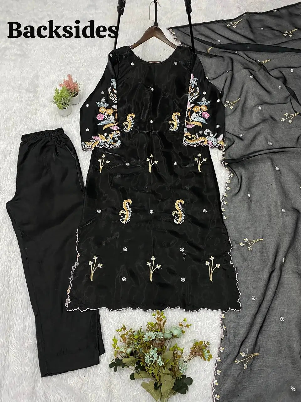 Black Pastel Floral Suit