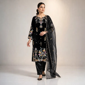 Black Pastel Floral Suit
